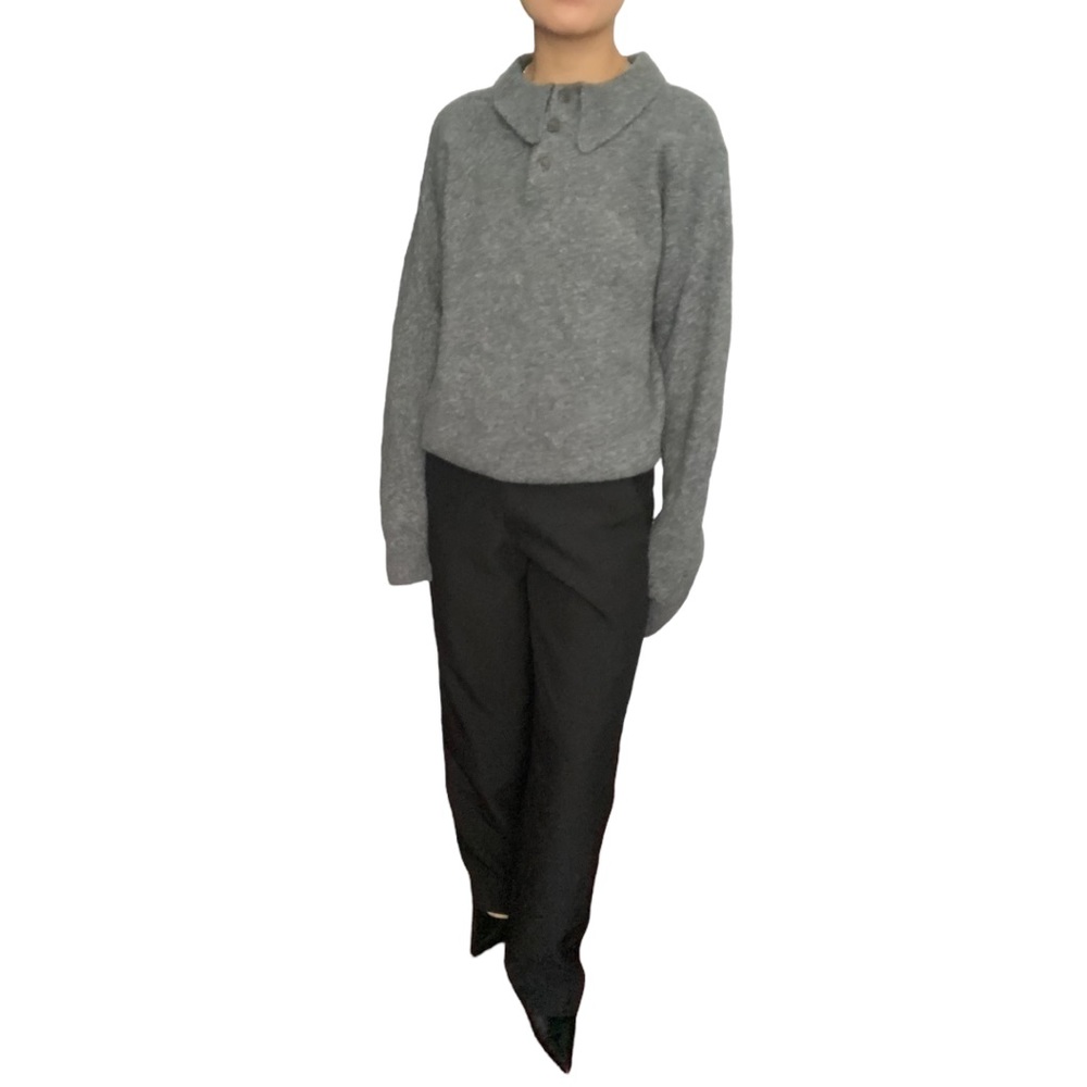 Giorgio Armani Le Collezeoni Vintage Wool Blend Collared Gray Sweater Size L